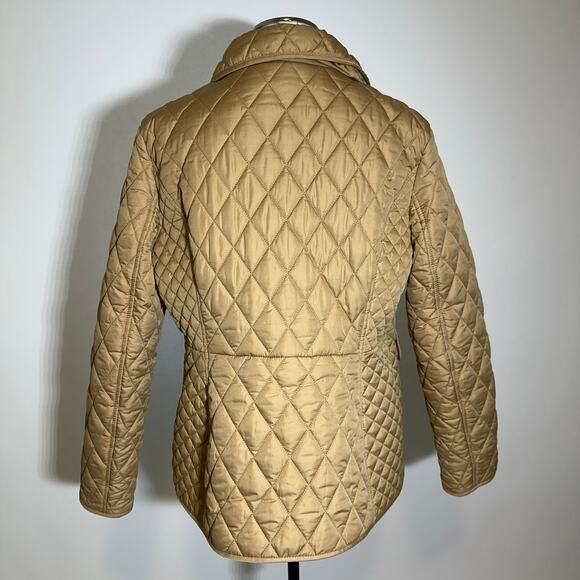 Michael Kors Khaki Diamond Quilted Field Jacket Coat Button Up Womens Large L - Picture 4 of 12